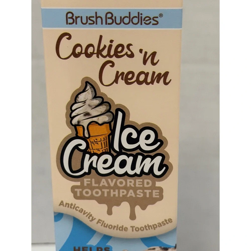 Brush Buddies Cookies n Cream Ice Cream Flavored Toothpaste 3.5oz Anticavity